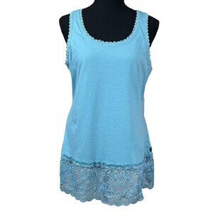 Matilda Jane Blue Green Fork in the Road Lacey Tank Top Size L
